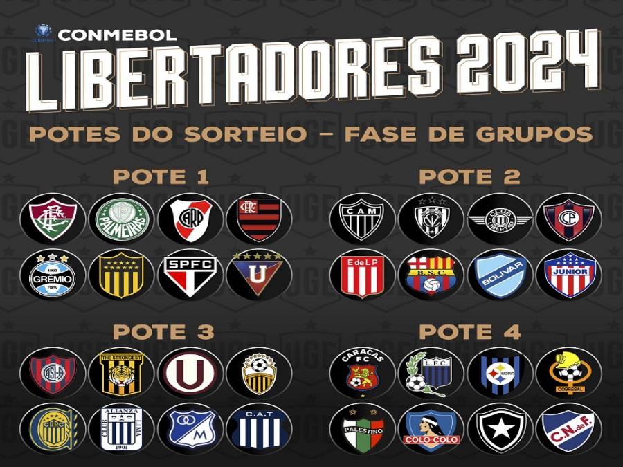 Libertadores 2024 veja ranking para divisão dos potes de sorteio